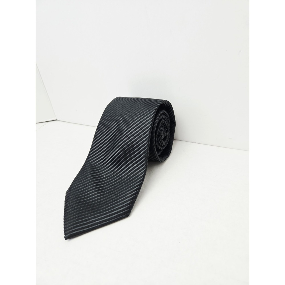 David Donahue England‎ Men's Tie black stripe pattern %100 silk